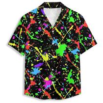 Camisa havaiana Amasnay Color Splash Print para homens Camisa havaiana Amasnay Color Splash Print para homens