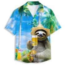 Camisa havaiana Amasnay Tropical Funny Sloth para homens