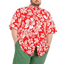 Camisa havaiana BRISIRA Big and Tall para homens vermelho-branca floral