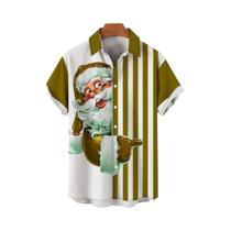 Camisa Havaiana Com Estampa De Papai Noel 3D Grande Masculina E Feminina Manga Curta Hip Hop Top De