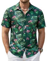 Camisa havaiana Cotrasen para homens de manga curta Tropical XXL