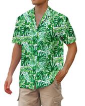 Camisa havaiana cromante para homens de manga curta verde Camisa havaiana cromante para homens de manga curta verde