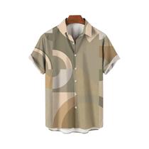 Camisa Havaiana Geométrica Colorida Masculina Com Estampa 3D, Manga Curta, Blusa Solta Da Moda Com Camisa Havaiana Geométrica Colorida Masculina Com Estampa 3D, Manga Curta, Blusa Solta Da Moda Com