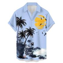 Camisa havaiana HLCFACI 2024 com estampa de papagaio de manga curta masculina Camisa havaiana HLCFACI 2024 com estampa de papagaio de manga curta masculina