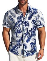 Camisa havaiana MAPICK masculina floral tropical de praia branca