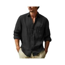 Camisa Havaiana Masculina De Algodão E Linho Tamanho Grande Com Gola Dobrável Leve Respirável Branca