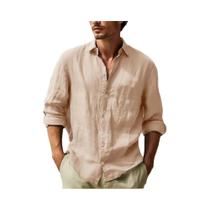 Camisa Havaiana Masculina De Algodão E Linho Tamanho Grande Com Gola Dobrável Leve Respirável Branca Camisa Havaiana Masculina De Algodão E Linho Tamanho Grande Com Gola Dobrável Leve Respirável Branca