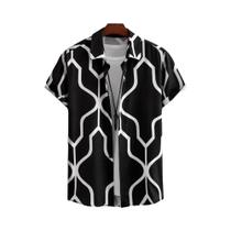 Camisa Havaiana Masculina De Manga Curta Com Estampa 3D Em Patchwork, Roupas De Designer De Rua De