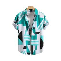 Camisa Havaiana Masculina De Manga Curta Com Estampa 3D Em Patchwork, Roupas De Designer De Rua De