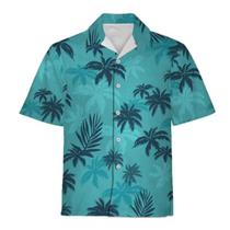 Camisa Havaiana Masculina De Verão Casual Com Manga Curta E Estampa Floral, Gola Lapela, Cardigã