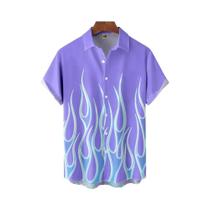 Camisa Havaiana Masculina Estampa Chamas Vermelhas Moda Verão 3D Vintage Manga Curta Oversized Camisa Havaiana Masculina Estampa Chamas Vermelhas Moda Verão 3D Vintage Manga Curta Oversized
