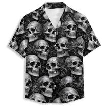 Camisa havaiana QierDesign Black Smoke Skull 3D Graphic Masculina Camisa havaiana QierDesign Black Smoke Skull 3D Graphic Masculina