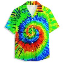 Camisa havaiana QierDesign Colorful Tie Dye 3D Graphic para homens Camisa havaiana QierDesign Colorful Tie Dye 3D Graphic para homens