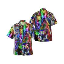 Camisa Havaiana Verde Oversized 3D Anime Masculina De Manga Curta Para Praia Verão 5XL Streetwear