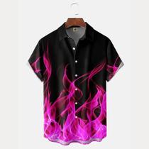 Camisa Havaiana Vintage 3D Vermelha Para Homens, Moda De Verão, Camisa Havaiana Oversized De Manga