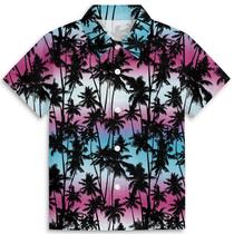 Camisa havaiana Zenzenze Colors Palm Tree Boys 3-14 anos