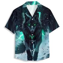 Camisa havaiana Zenzenze Cool Winged Wolf para homens em poliéster
