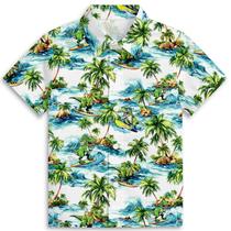 Camisa havaiana Zenzenze Green Surf Dinosaur Boys 3-14 anos Camisa havaiana Zenzenze Green Surf Dinosaur Boys 3-14 anos