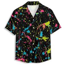 Camisa havaiana Zenzenze Neon Splatter Graffiti para homens Camisa havaiana Zenzenze Neon Splatter Graffiti para homens
