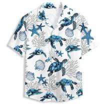 Camisa havaiana Zenzenze Seashell Turtle Print para homens Camisa havaiana Zenzenze Seashell Turtle Print para homens