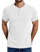 Camisa Henley de algodão COOFANDY para homens de manga curta branca