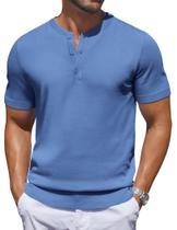 Camisa Henley de malha COOFANDY, manga curta, casual, justa, masculina