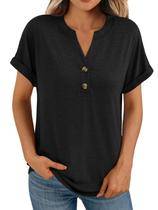 Camisa Henley de Manga Curta AUTOMET Preta XL Casual