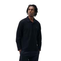 Camisa Hering Polo Manga Longa Bordada Preta Piquet