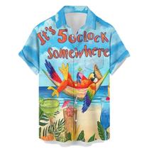 Camisa HLCFACI 2024 com estampa de papagaio havaiano masculina Camisa HLCFACI 2024 com estampa de papagaio havaiano masculina