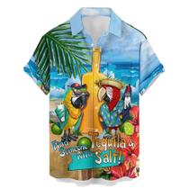 Camisa HLCFACI Funny Hawaiian 2024 Parrot Print para homens XS Camisa HLCFACI Funny Hawaiian 2024 Parrot Print para homens XS