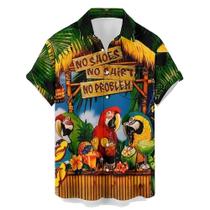 Camisa HLCFACI Funny Hawaiian Parrot Print 2024 para homens Camisa HLCFACI Funny Hawaiian Parrot Print 2024 para homens