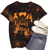 Camisa HRIUYI Halloween Sanderson com estampa de letras feminina preta GG Camisa HRIUYI Halloween Sanderson com estampa de letras feminina preta GG