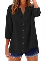 Camisa IDEALSANXUN Button Down para mulheres de linho primavera-verão Camisa IDEALSANXUN Button Down para mulheres de linho primavera-verão