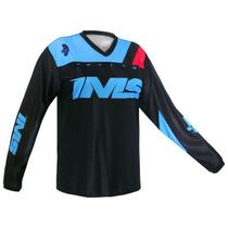 Camisa Ims Malibu Trilha Motocross Preto Azul
