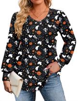 Camisa IN'VOLAND Halloween Boho Plus Size com decote em V Camisa IN'VOLAND Halloween Boho Plus Size com decote em V