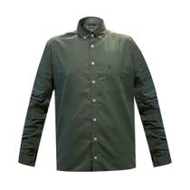 Camisa Individual Listrado Manga Longa Verde Escuro