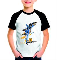 Camisa Infantil Branca Poliéster Personalizada Avião Jato