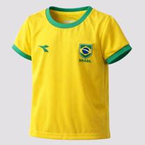 Camisa Infantil Brasil Diadora Campione Amarelo