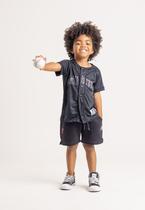 Camisa Infantil de Baseball Prison Califórnia Black