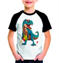 Camisa Infantil Estampada Poliéster Dinossauro Autista