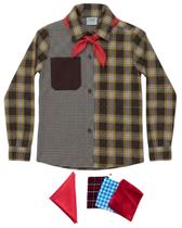 Camisa Infantil Fantasia Festa Junina C/ Bolso Lenço e Retalhos 100% Algodão - 1807 Camisa Infantil Fantasia Festa Junina C/ Bolso Lenço e Retalhos 100% Algodão - 1807