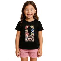 Camisa Infantil Feminina T-Shirt Labubu Pelúcia Boneco Fofo Confortável Estilosa