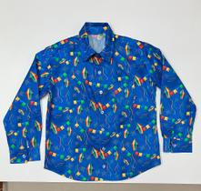 Camisa infantil Festa Junina Estampa Balões Fogos e Bandeirinhas