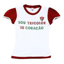 Camisa Infantil Fluminense Menina Glitter Baby Look Oficial