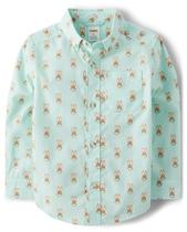 Camisa infantil Gymboree de manga comprida com botões azul coral 12 Camisa infantil Gymboree de manga comprida com botões azul coral 12