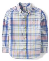 Camisa infantil Gymboree de manga comprida com botões, jeans, tamanho 6 Camisa infantil Gymboree de manga comprida com botões, jeans, tamanho 6