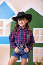 Camisa Infantil Junina Rodeio - Manga Longa com Cinto e Fivela Sortido