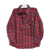 Camisa Infantil Junino Flanelada Xadrez Vermelha Listrinhas Brancas