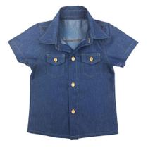 Camisa Infantil Juvenil Menino Jeans Casual Manga Curta Camisa Infantil Juvenil Menino Jeans Casual Manga Curta