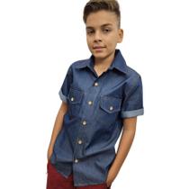 Camisa Infantil Juvenil Menino Jeans Casual Manga Curta Camisa Infantil Juvenil Menino Jeans Casual Manga Curta